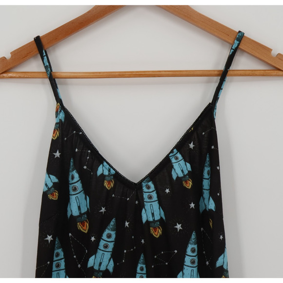 NWT ModCloth Romper Space Rocket Lounge Drawstring Waist Sleepwear Nerdy Size M - Picture 10 of 10